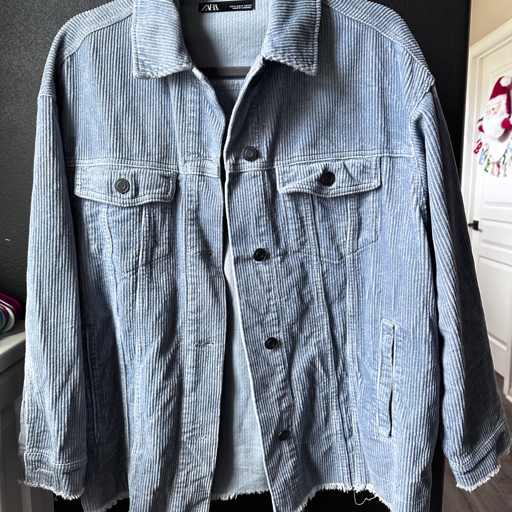 Zara Women's Light Blue Corduroy Shirt Jacket